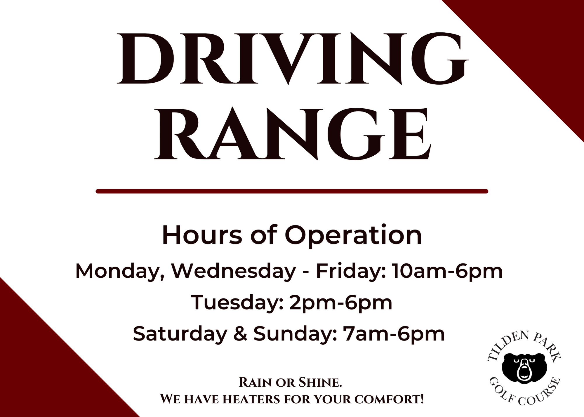Driving Range Hours 1
